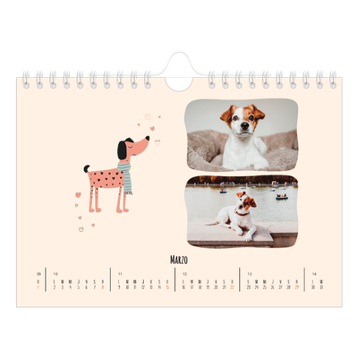 Calendario personalizado A5 — Perros y garabatos [Marzo]