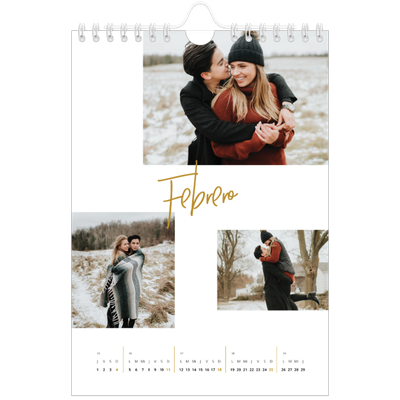 Calendario personalizado A5 — Rotulador dorado [Febrero]
