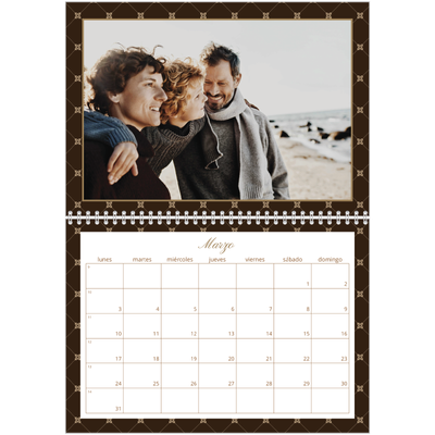 Calendario personalizado doble A4 — Vintage monocromo [Marzo]