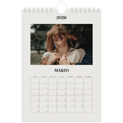 Calendario personalizado A5 — Marfil simple [Marzo]