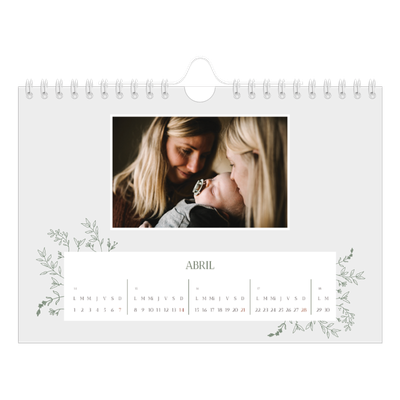 Calendario personalizado A5 — Flores dibujadas [Abril]