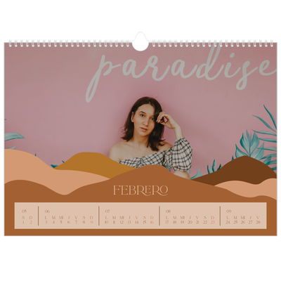 Calendario A3 horizontal — Montañas neutrales [Febrero]