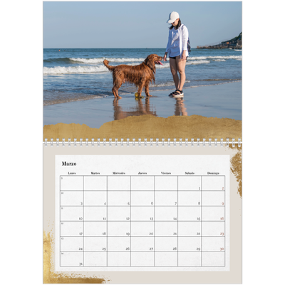Calendario personalizado doble A4 — Classic Gold [Marzo]