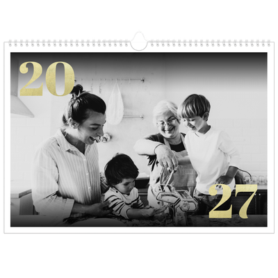 Calendario A3 horizontal — Números grandes de purpurina [portada]