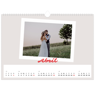 Calendario A3 horizontal — Firmado en carmín [Abril]