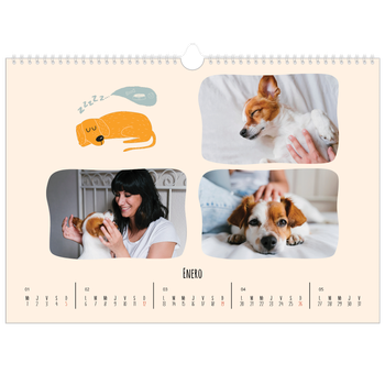 Calendario personalizado A3 horizontal  — Perros y garabatos