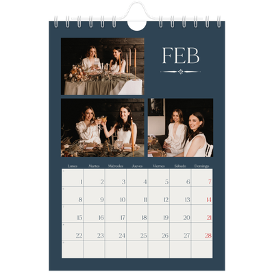 Calendario personalizado A5 — Pizarra y caligrafía [Febrero]