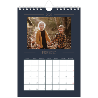 Calendario personalizado A5 — Azul de Prusia [Febrero]