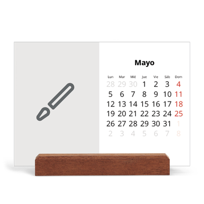 Calendario de mesa con base de madera - apaisado  — Diseña tu producto [portada]
