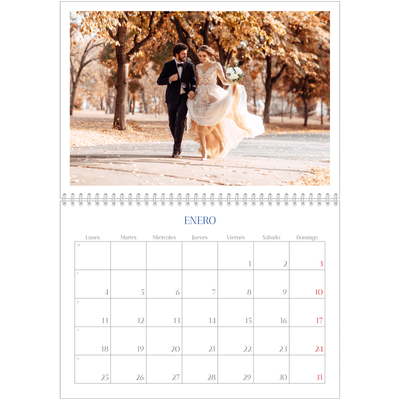 Calendario personalizado doble A4 — Clásico cobalto [Enero]