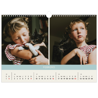 Calendario A3 horizontal — Capítulos pastel [Febrero]