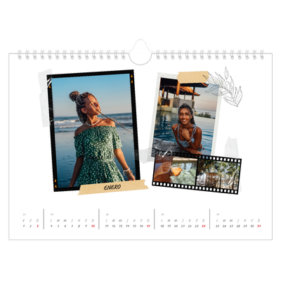 Calendario A4 horizontal — Scrapbook con estilo [Enero]