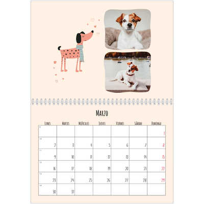 Calendario personalizado doble A4 — Perros y garabatos [Marzo]