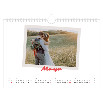 Calendario A4 horizontal — Firmado en carmín [Mayo]