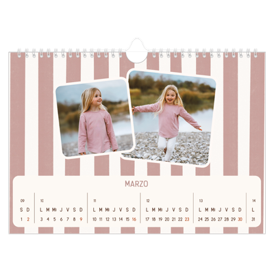 Calendario A4 horizontal — Patrones retro [Marzo]