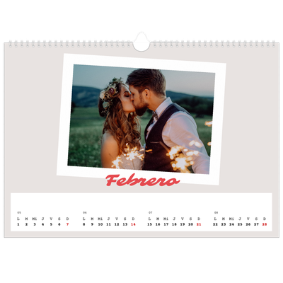 Calendario A3 horizontal — Firmado en carmín [Febrero]