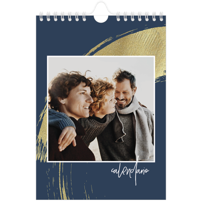 Calendario personalizado A5 — Fondos de pincel dorado [portada]