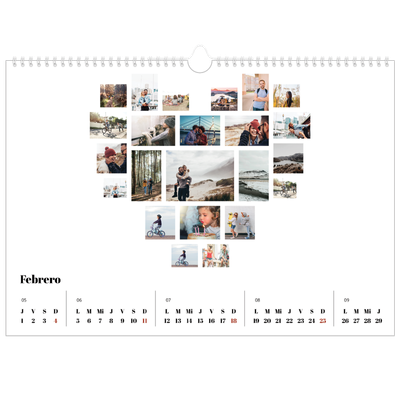 Calendario A3 horizontal — Formas de collage [Febrero]