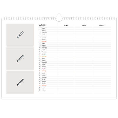 Planificador A3 horizontal — Diseña tu producto - Familia de 3 [Abril]