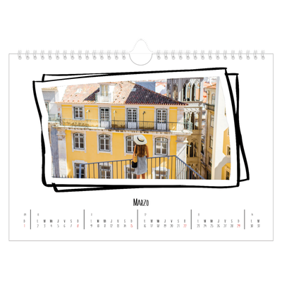 Calendario A4 horizontal — Momentos en retro [Marzo]
