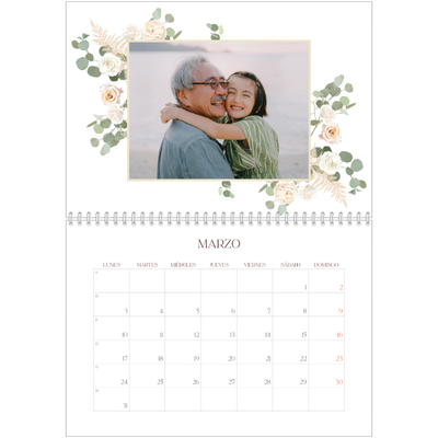 Calendario personalizado doble A4 — Boho [Marzo]
