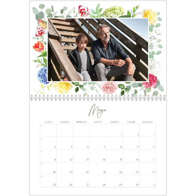 Calendario personalizado doble A4 — Flores tradicionales [portada]