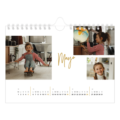Calendario personalizado A5 — Rotulador dorado [portada]