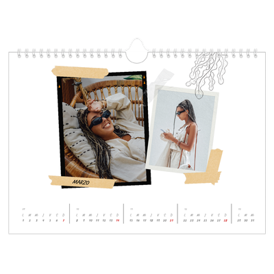 Calendario A4 horizontal — Scrapbook con estilo [Marzo]