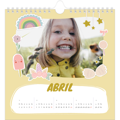 Calendarios Cuadrados — Unicornio arcoíris [Abril]