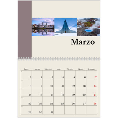 Calendario personalizado doble A4 — Lugares del mundo [Marzo]