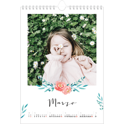 Calendario personalizado A4 — Ilustraciones de flores [Marzo]