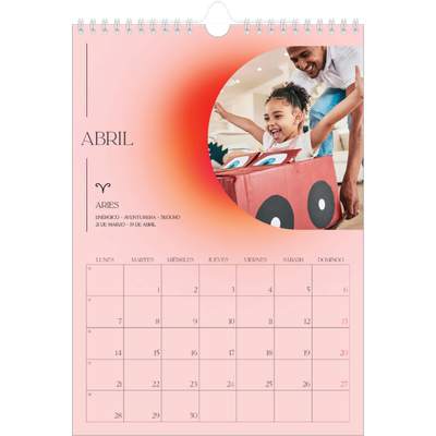 Calendario personalizado A4 — Degradado astrológico [Abril]