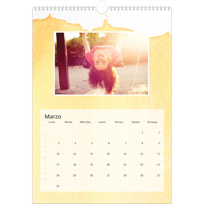 Calendarios A3 — Fondos de acuarela [Marzo]