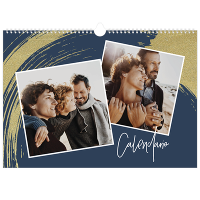 Calendario A3 horizontal — Fondos de pincel dorado [portada]