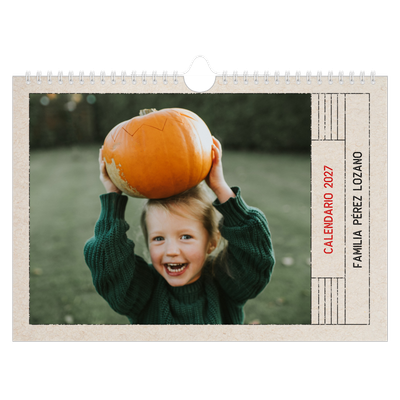 Calendario A4 horizontal — Efecto de sello craft [portada]