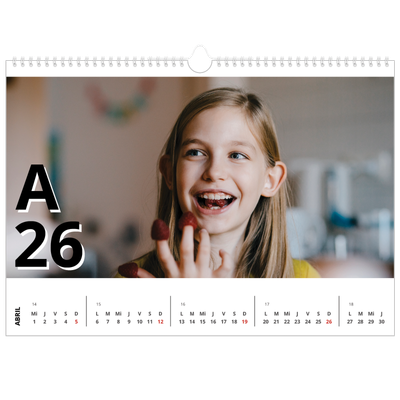 Calendario A3 horizontal — Estilo de letra [Abril]