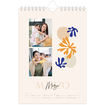 Calendario personalizado A5 — Coral minimalista [Marzo]
