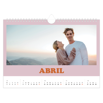 Calendario A4 horizontal — Marcos retro [Abril]