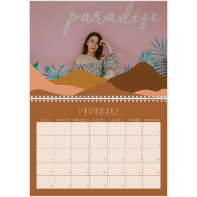 Calendario personalizado doble A4 — Montañas neutrales [Febrero]