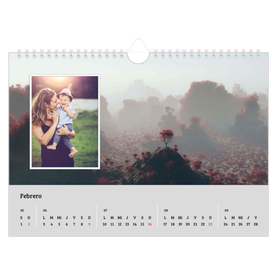 Calendario A4 horizontal — Cuatro estaciones [Febrero]