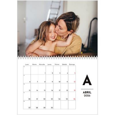Calendario personalizado doble A4 — Letra destacada [Abril]