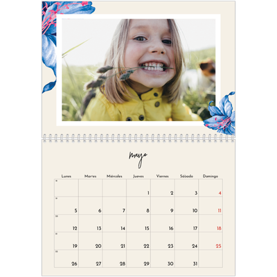 Calendario personalizado doble A4 — Flores pintadas [portada]