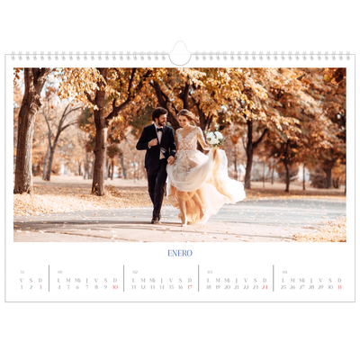 Calendario A3 horizontal — Clásico cobalto [Enero]