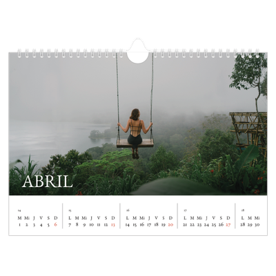 Calendario A4 horizontal — Serif sencillo [Abril]