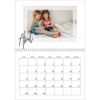 Calendario personalizado doble A4 — Marco transparente [Abril]
