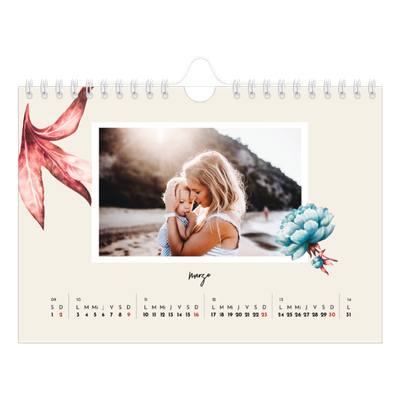 Calendario personalizado A5 — Flores pintadas [Marzo]
