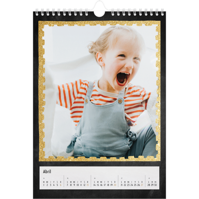 Calendario personalizado A4 — Marcos de purpurina [Abril]