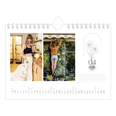 Calendario personalizado A5 — Botánica sencilla [Abril]