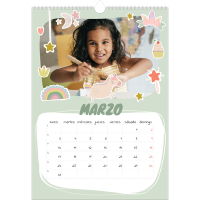 Calendarios A3 — Unicornio arcoíris [Marzo]