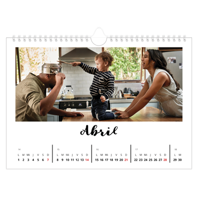 Calendario A4 horizontal — Escrito a mano [Abril]